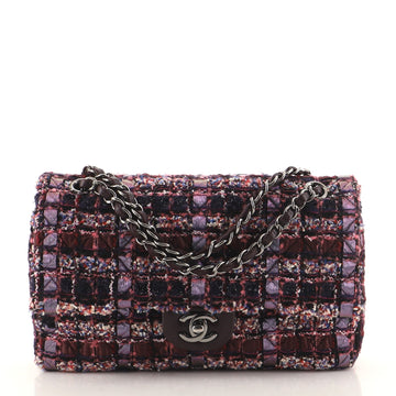 Chanel Classic Double Flap Bag Quilted Tweed and Ribbon Medium