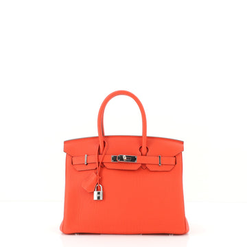Hermes Birkin Handbag Orange Togo with Palladium Hardware 30