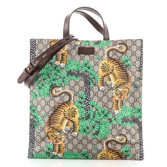 Gucci Convertible Soft Open Tote Bengal Print GG Coated Canvas Tall
