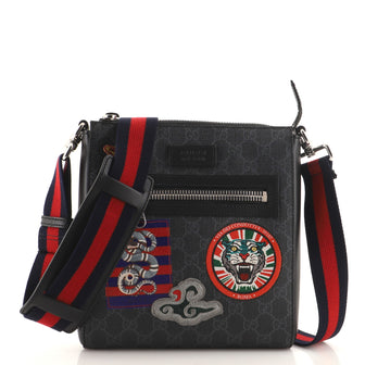 Gucci Night Courrier Zip Messenger GG Coated Canvas with Applique Small