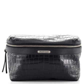 Saint Laurent City Belt Bag Crocodile Embossed Leather