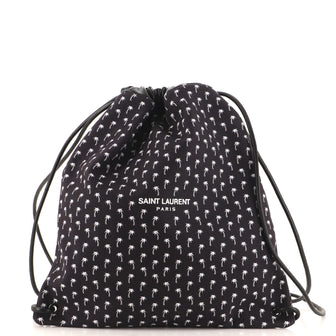 Saint Laurent Teddy Drawstring Backpack Printed Canvas Large