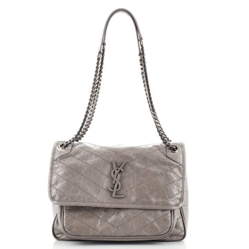 Saint Laurent Niki Chain Flap Bag Matelasse Chevron Leather Medium