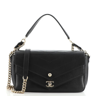 Chanel CC Envelope Flap Crossbody Chevron Calfskin Small