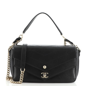 Chanel CC Envelope Flap Crossbody Chevron Calfskin Small
