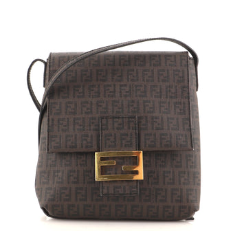 Fendi Vintage Flap Crossbody Bag Zucchino Coated Canvas Small