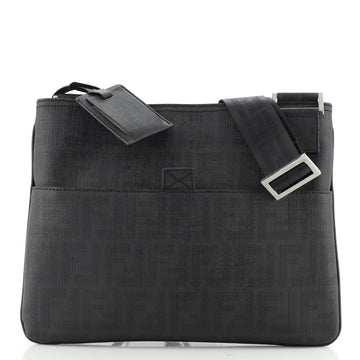 Fendi Flat Front Pocket Messenger Bag Zucchino Coated Canvas Medium