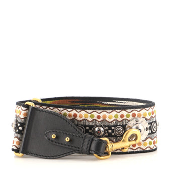 Christian Dior Bohemian Shoulder Strap Embellished Canvas