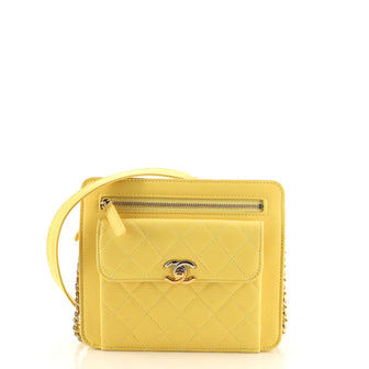 Chanel Front Pocket Square Clutch with Chain Quilted Lambskin Small