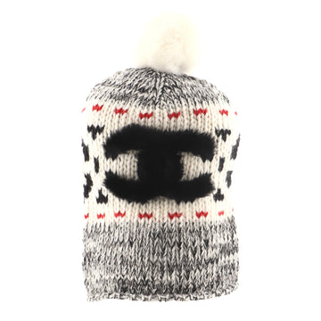 Chanel Multi CC Pom Pom Beanie Wool and Shearling