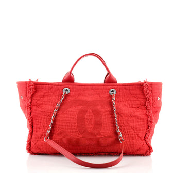 Chanel Double Face Deauville Tote Fringe Quilted Canvas Medium