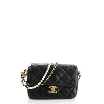 Chanel My Perfect Adjustable Chain Flap Bag Quilted Lambskin with Pearls Mini