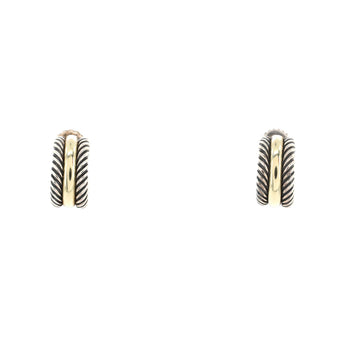 David Yurman Cable Huggie Earrings Sterling Silver and 14K Yellow Gold
