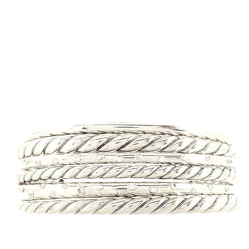 David Yurman Pure Form Six Row Cuff Bracelet Sterling Silver with Diamonds