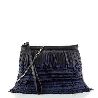 Proenza Schouler Zip Crossbody Bag Fringe Leather and Canvas Small