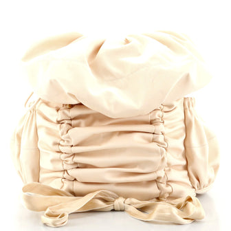 Balenciaga Flap Drawstring Backpack Ruched Satin