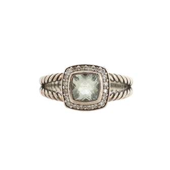 David Yurman Petite Albion Ring Sterling Silver with Prasiolite and Diamonds 7mm