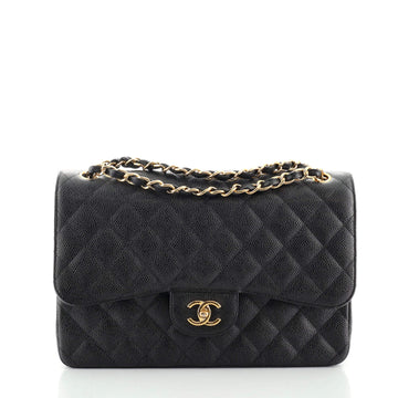 Chanel Classic Double Flap Bag Quilted Caviar Jumbo
