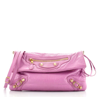 Balenciaga Classic Studs Envelope Strap Clutch Leather