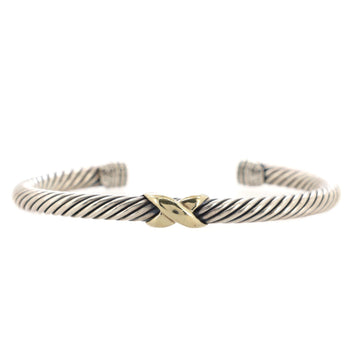 David Yurman X Cable Bracelet Sterling Silver with 14K Yellow Gold 5mm