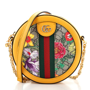 Gucci Ophidia Round Backpack Flora GG Coated Canvas Mini