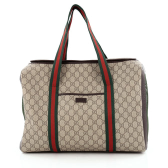 Gucci Top Zip Web Pet Carrier GG Coated Canvas Large