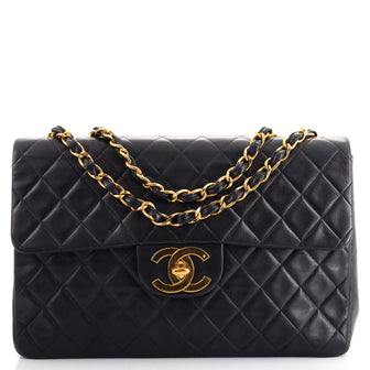 Chanel Vintage Classic Single Flap Bag Quilted Lambskin Maxi