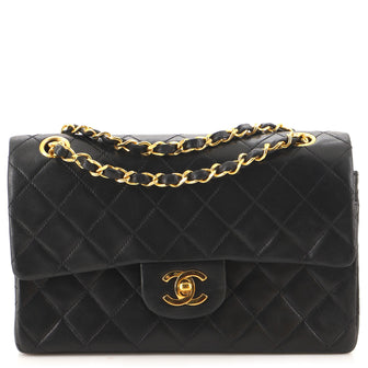 Chanel Vintage Classic Double Flap Bag Quilted Lambskin Small