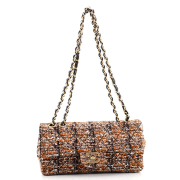 Chanel Vintage Classic Single Flap Bag Quilted Printed Pony Hair East West