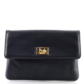 Celine Vintage Carriage Flap Clutch Leather