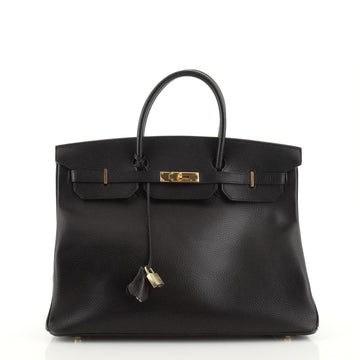 Hermes Birkin Handbag Black Ardennes with Gold Hardware 40