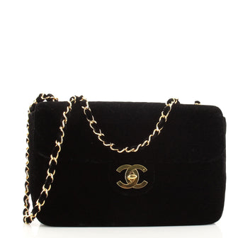 Chanel Vintage Classic Single Flap Bag Chevron Velvet Maxi