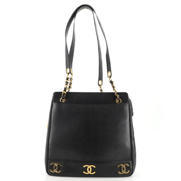 Chanel Vintage Metal CC Shoulder Bag Caviar Medium