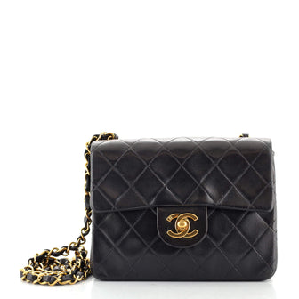 Chanel Vintage Square Classic Single Flap Bag Quilted Lambskin Mini