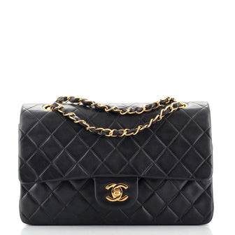 Chanel Vintage Classic Double Flap Bag Quilted Lambskin Medium