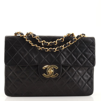 Chanel Vintage Classic Single Flap Bag Quilted Lambskin Maxi