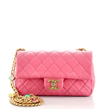 Chanel Pearl Samba Resin Chain Flap Bag Quilted Lambskin Mini