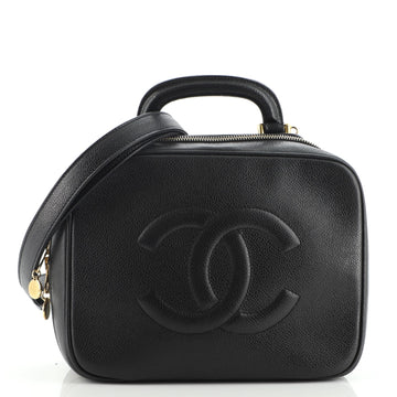 Chanel Vintage Timeless Zip Around Vanity Case Caviar Small