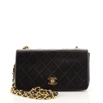 Chanel Vintage Full Flap Bag Quilted Lambskin Mini