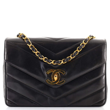 Chanel Vintage Envelope Flap Chevron Lambskin Jumbo