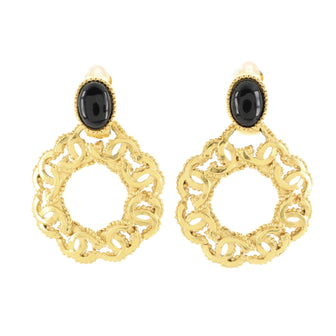 Chanel Vintage CC Cut-Out Drop Clip-On Earrings Metal with Enamel