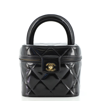 Chanel Vintage Cosmetic Case Quilted Patent Mini
