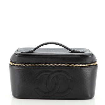 Chanel Vintage Timeless Cosmetic Case Caviar Large