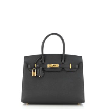 Hermes Birkin Sellier Bag Black Epsom with Gold Hardware 30