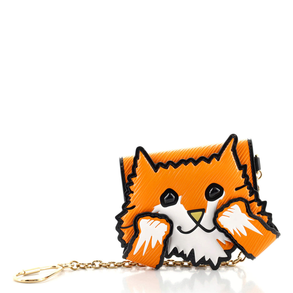 LOUIS VUITTON Epi Calfskin Grace Catogram Cat Card Holder Orange