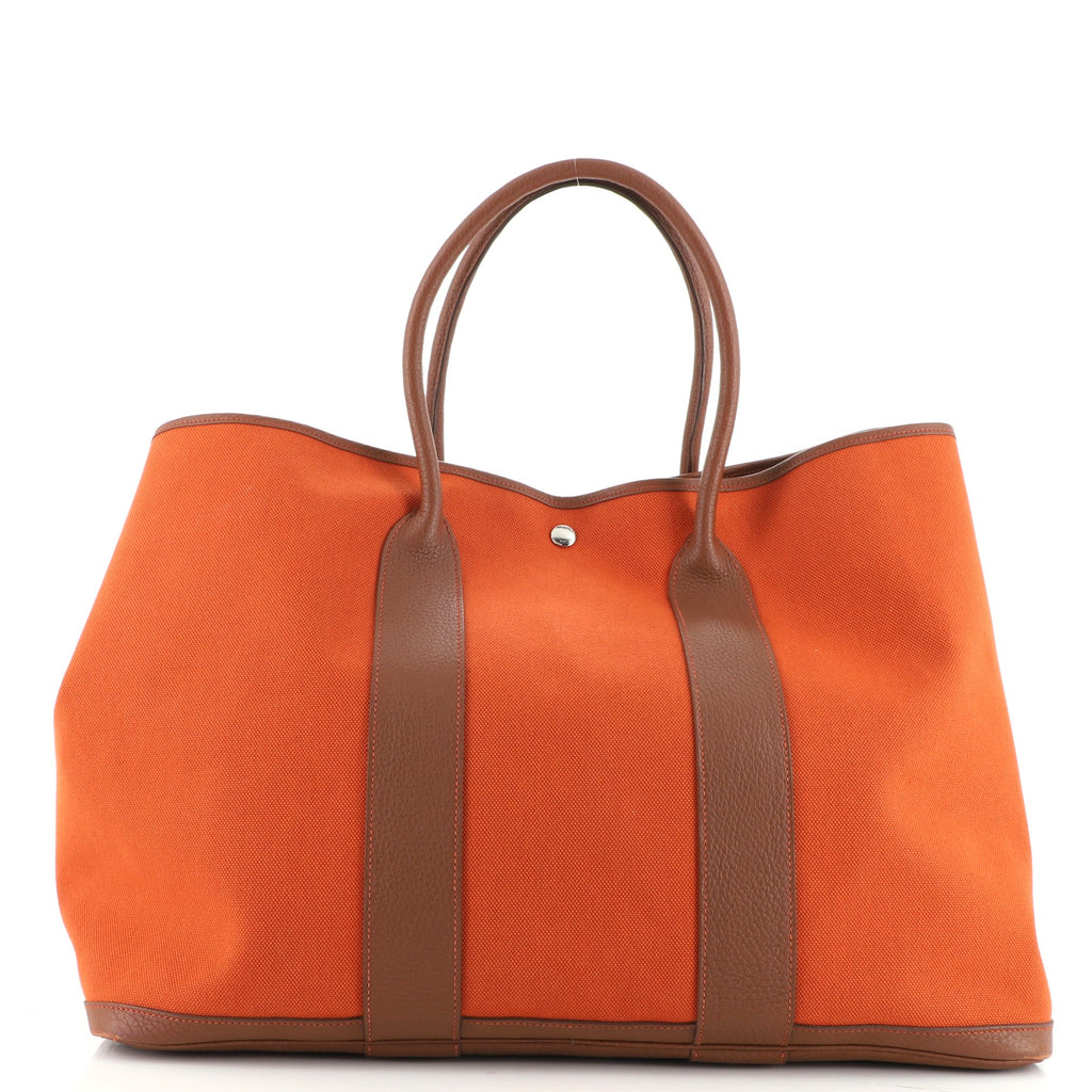 Hermes Garden Party Tote Toile and Leather 49 Orange 12293827