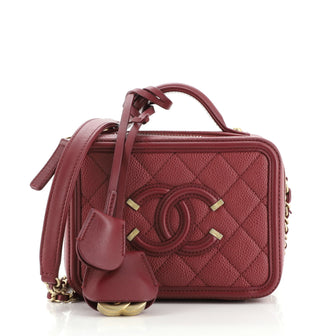 Chanel Filigree Vanity Case Quilted Caviar Small