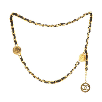 Chanel Vintage Medal Chain Belt Metal and Leather