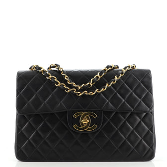 Chanel Vintage Classic Single Flap Bag Quilted Lambskin Maxi