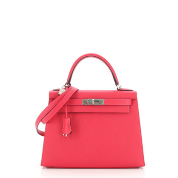 Hermes Kelly Handbag Verso Epsom with Palladium Hardware 28